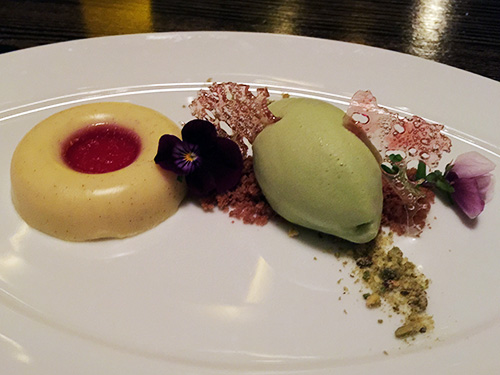 the vanilla white chocolate mousse at Yellowtail in the Bellagio in Las Vegas